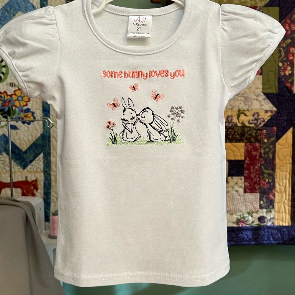 NWOT- Embroidered Easter Bunny shirt.